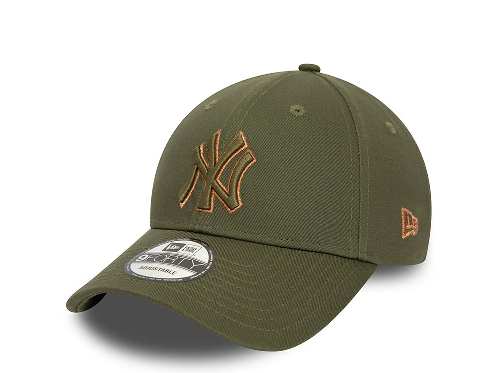 New Era New York Yankees Olive Metallic Outline Edition 9Forty Strapback Hat