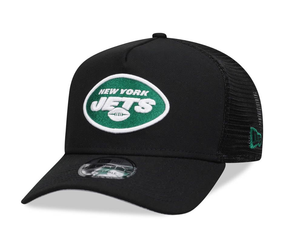 New Era New York Jets Black 9Forty A Frame Trucker Snapback Hat