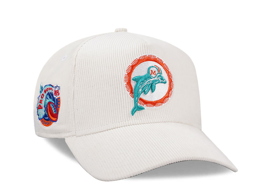 New Era Miami Dolphins Pro Bowl 1997 White Corduroy Edition 9Forty A Frame Snapback Hat