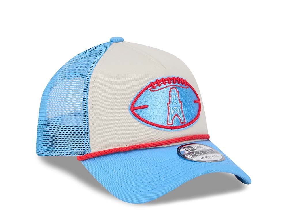 New Era Houston Oilers Sideline 2024 9Forty A Frame Trucker Snapback Hat