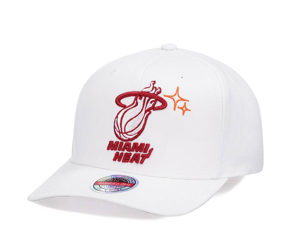 Mitchell & Ness Miami Heat Merch Logo Hardwood Classic Red Flex Snapback Hat