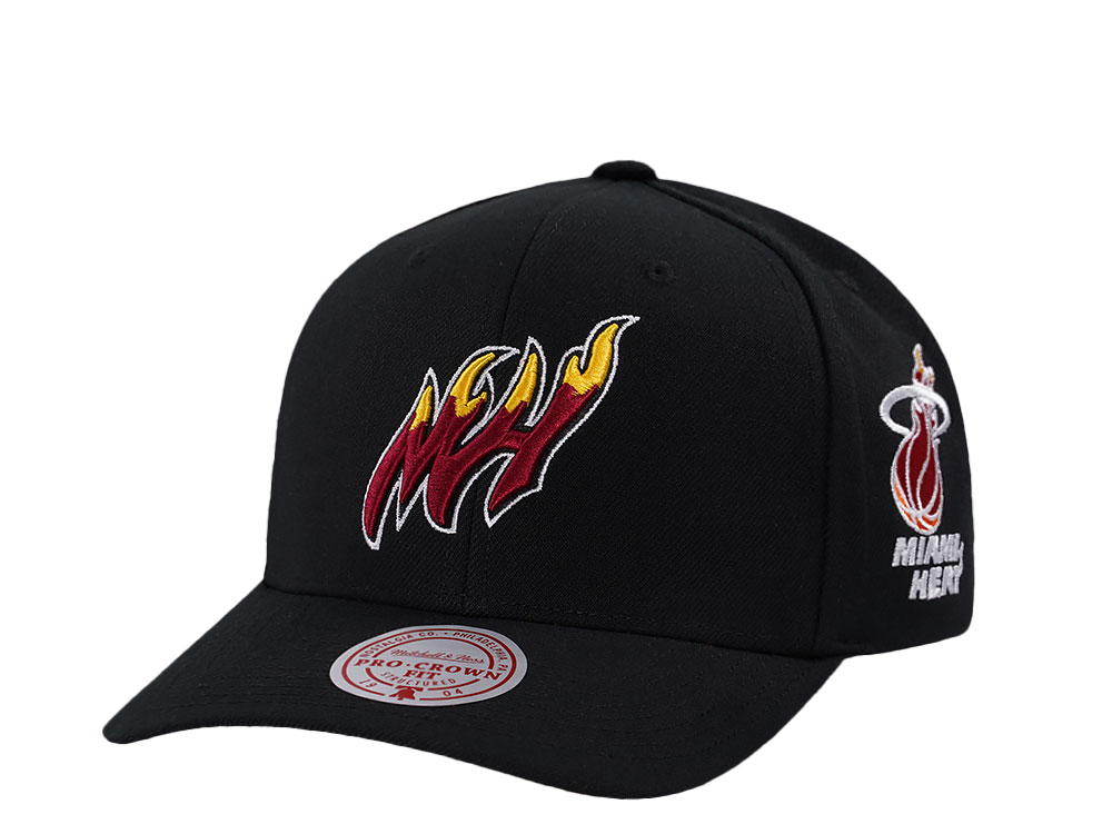 Mitchell & Ness Miami Heat Hardwood Classic Pro Crown Fit Black Snapback Hat