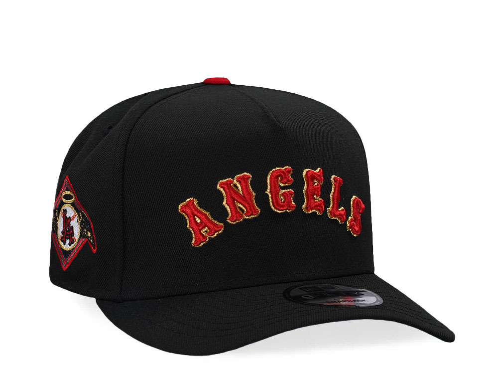 New Era Los Angeles Angels Black Gold Edition A Frame 9Fifty Snapback Hat