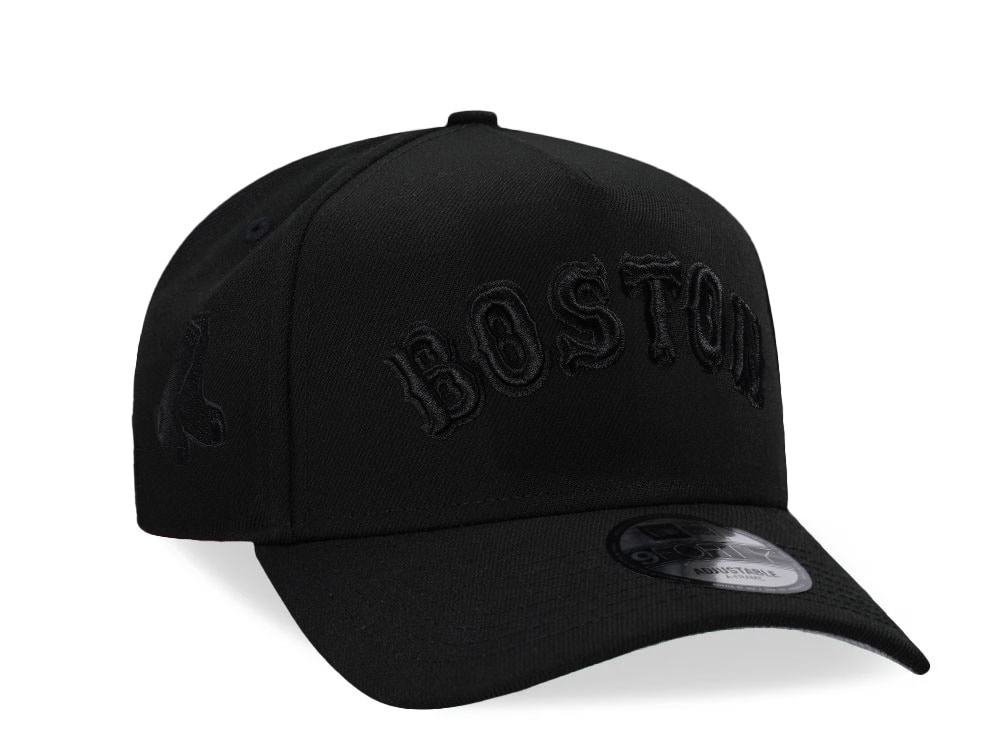 New Era Boston Red Sox Black On Black 9Forty A Frame Snapback Hat