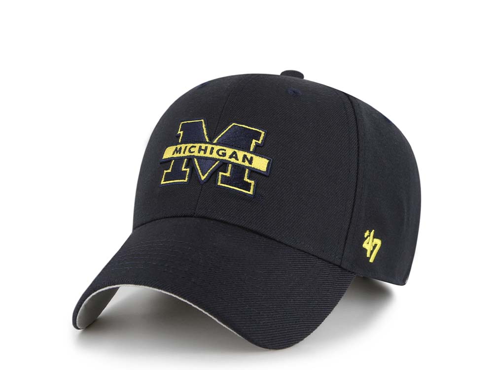 47Brand Michigan Wolverines Navy Wool MVP Strapback Hat