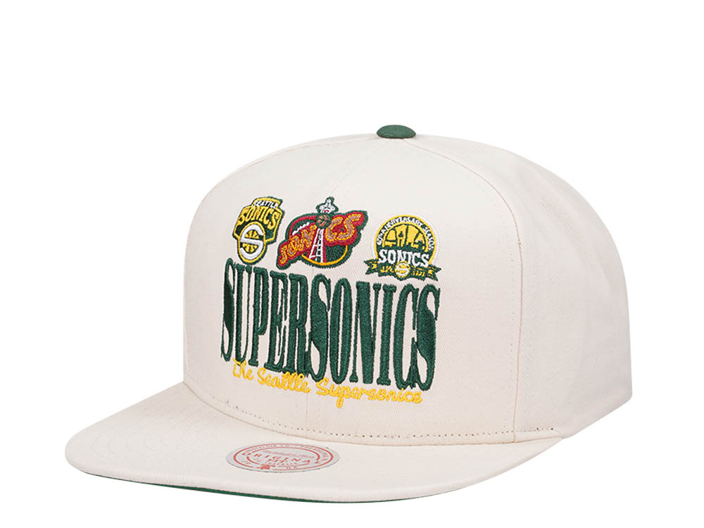 Mitchell & Ness Seattle Supersonics Reframe Retro Off White Snapback Hat