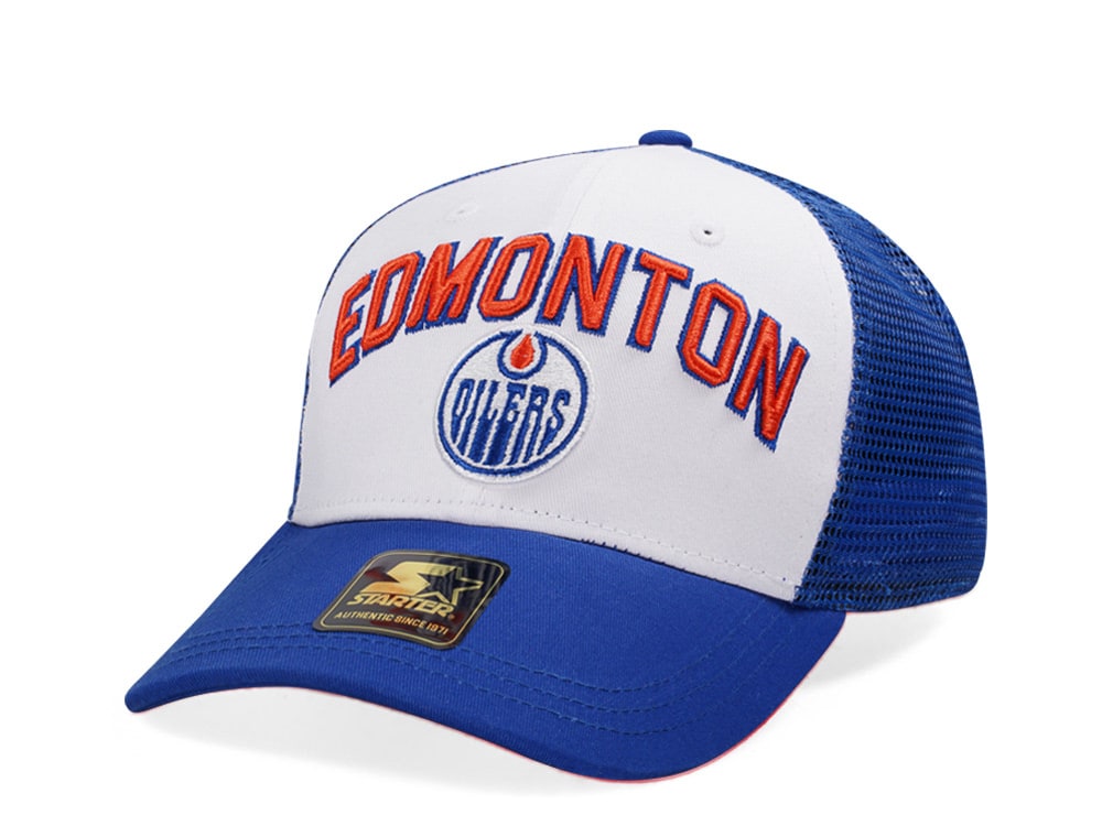 Starter Edmonton Oilers Penalty Curved Trucker Snapback Hat