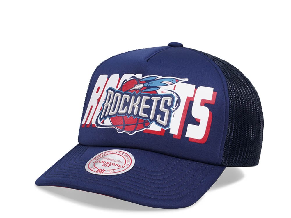 Mitchell & Ness Houston Rockets Navy Billboard Trucker Snapback Hat