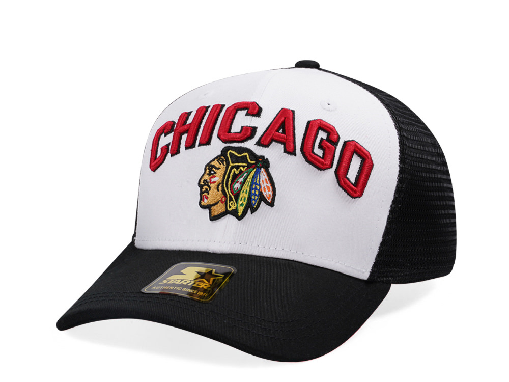 Starter Chicago Blackhawks Penalty Curved Trucker Snapback Hat