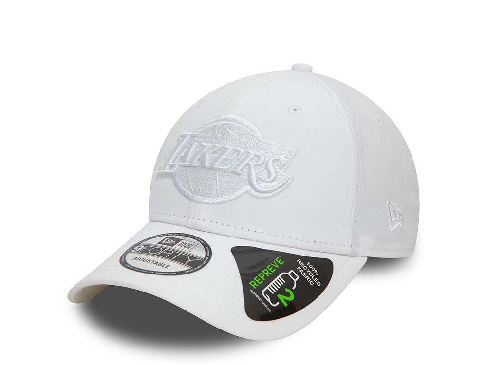 New Era Los Angeles Lakers Repreve Outline White 9Forty Strapback Hat