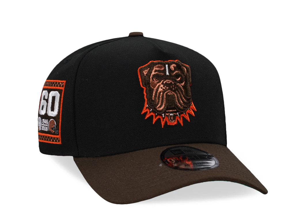 New Era Cleveland Browns 60th Anniversary Black Two Tone Edition 9Forty A Frame Snapback Hat