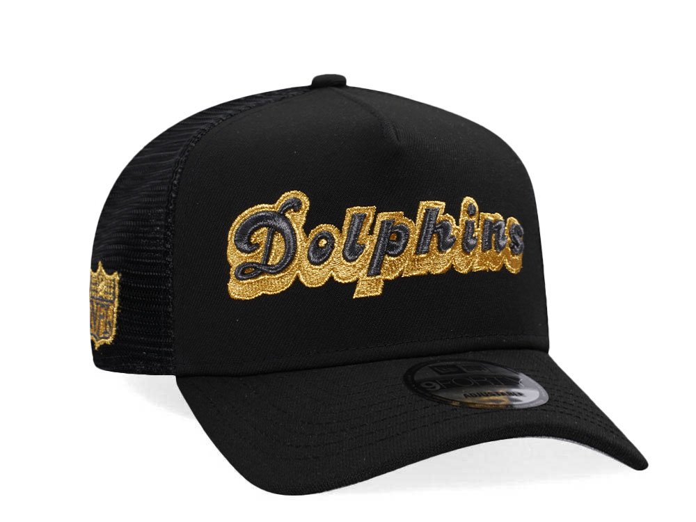 New Era Miami Dolphins Black and Gold Classic Edition Trucker A Frame 9Forty Hat