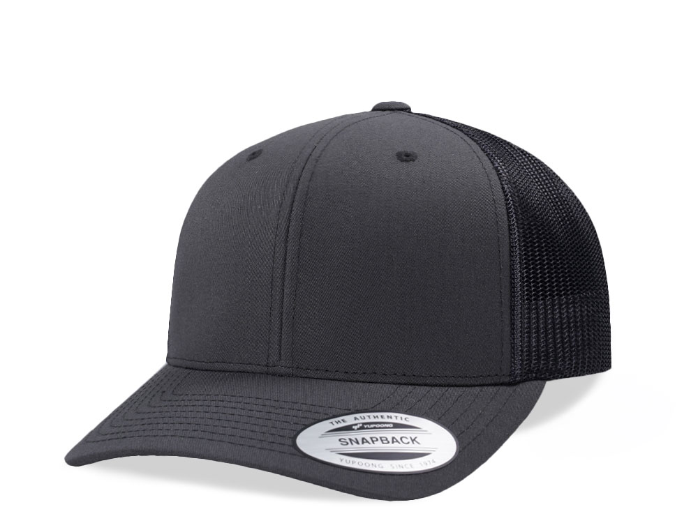 Yupoong Basic Gray Retro Trucker Snapback Hat