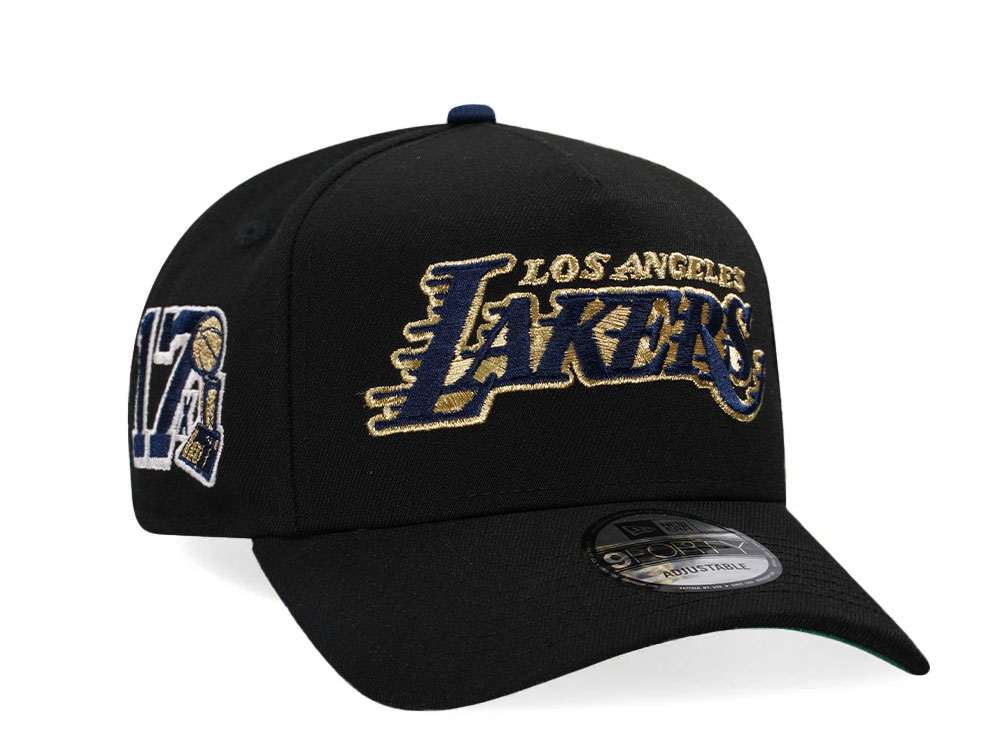 New Era Los Angeles Lakers Black Throwback Edition 9Forty A Frame Snapback Hat