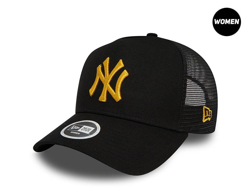 New Era New York Yankees Black Metallic Womens A Frame Trucker Snapback Hat