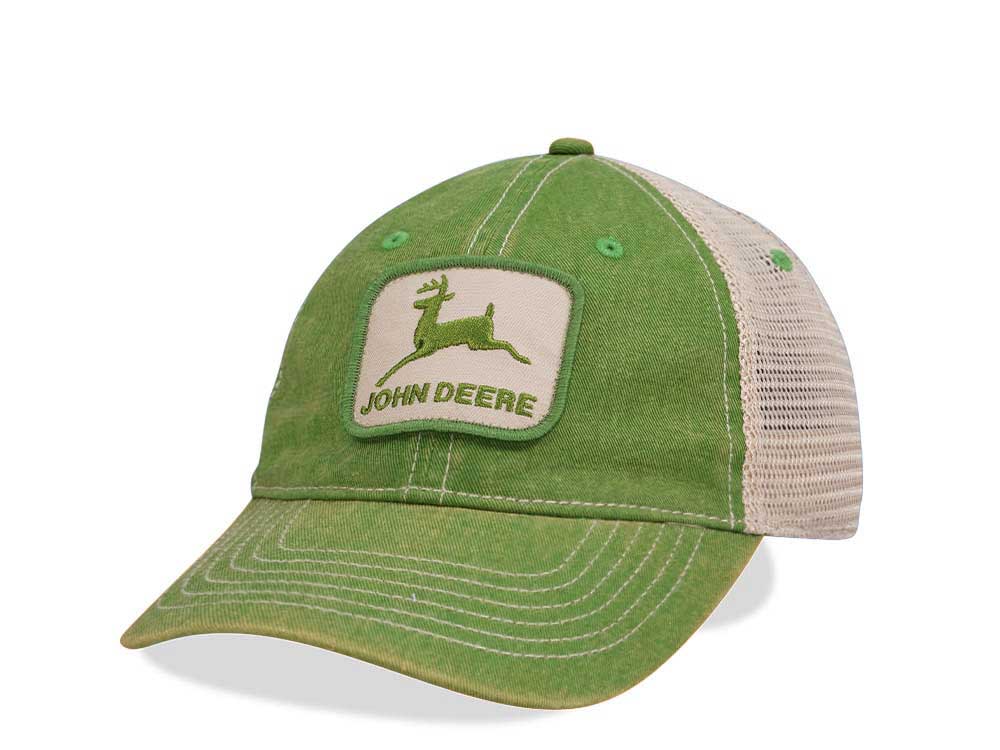 John Deere Logo Green Trucker Strapback Hat