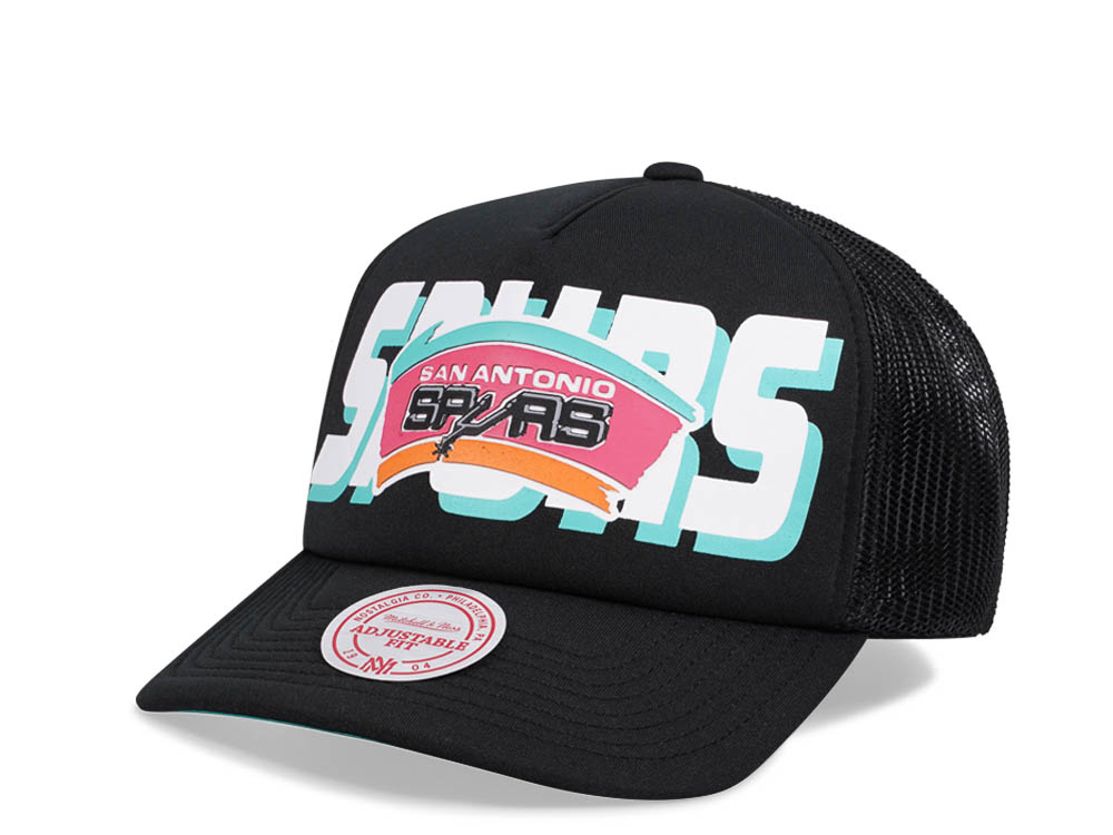 Mitchell & Ness San Antonio Spurs Black Billboard Trucker Snapback Hat