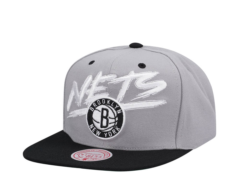 Mitchell & Ness Brooklyn Nets Transcript Gray Two Tone Snapback Hat