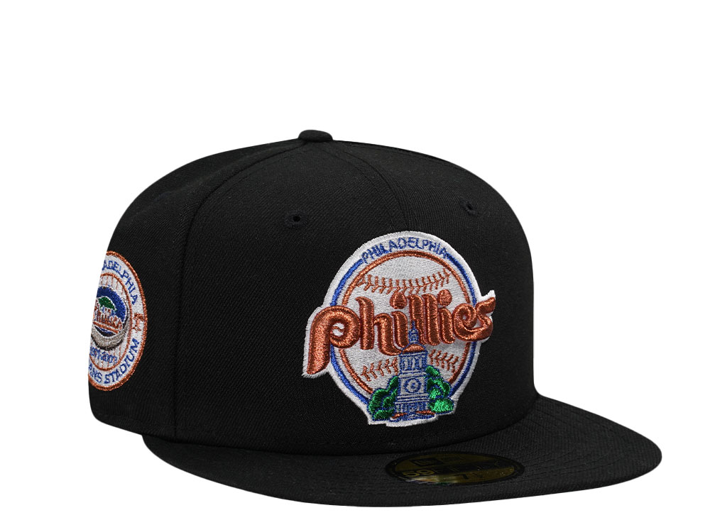 New Era Philadelphia Phillies Veterans Stadium Black Copper Throwback Edition 59Fifty Fitted Hat