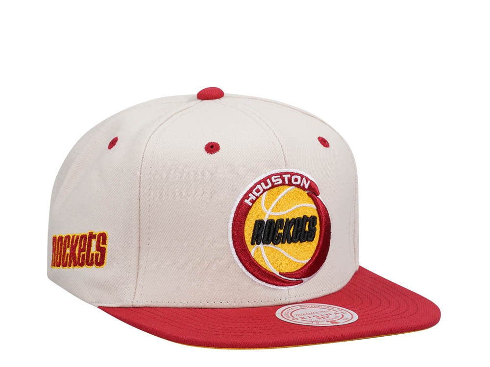 Mitchell & Ness Houston Rockets Sail Off White Two Tone Snapback Hat