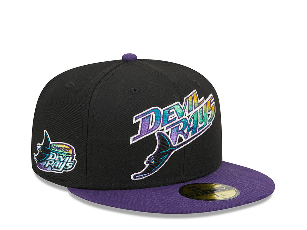 New Era Tampa Bay Rays Black Retro Script Throwback Edition 59Fifty Fitted Hat