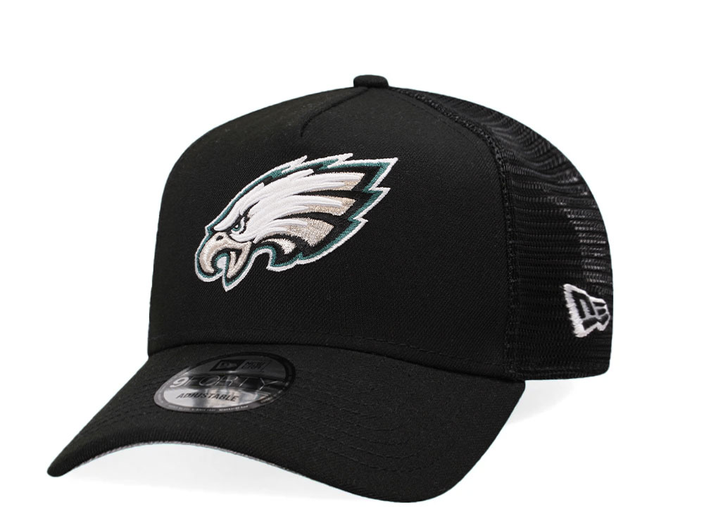 New Era Philadelphia Eagles Black Trucker A Frame 9Forty Snapback Hat