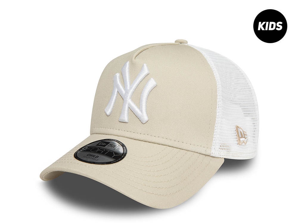 New Era New York Yankees League Essential Stone Kids 9Forty A Frame Trucker Snapback Hat