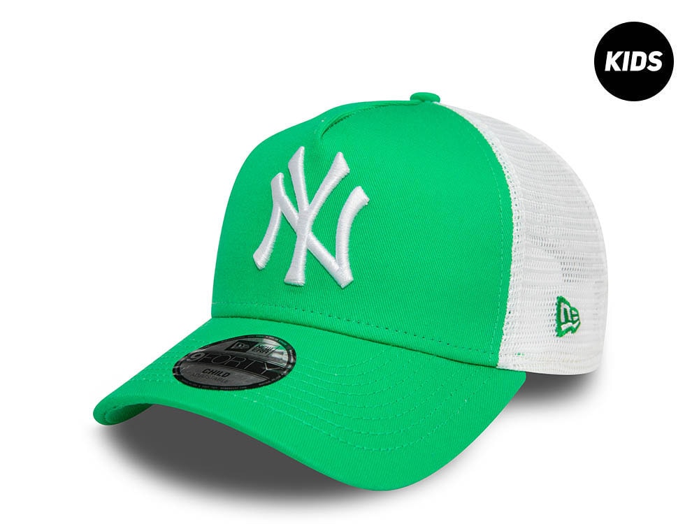 New Era New York Yankees League Essential Green Kids 9Forty A Frame Trucker Snapback Hat