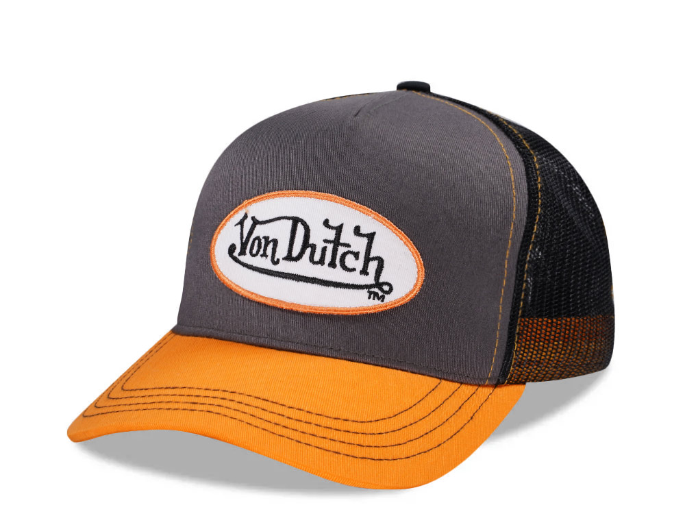 Von Dutch Grey Orange Two Tone Edition Trucker Snapback Hat