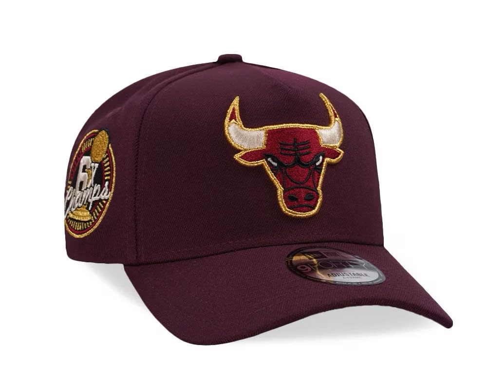 New Era Chicago Bulls 6x Champs Maroon Prime Edition 9Forty A Frame Snapback Hat