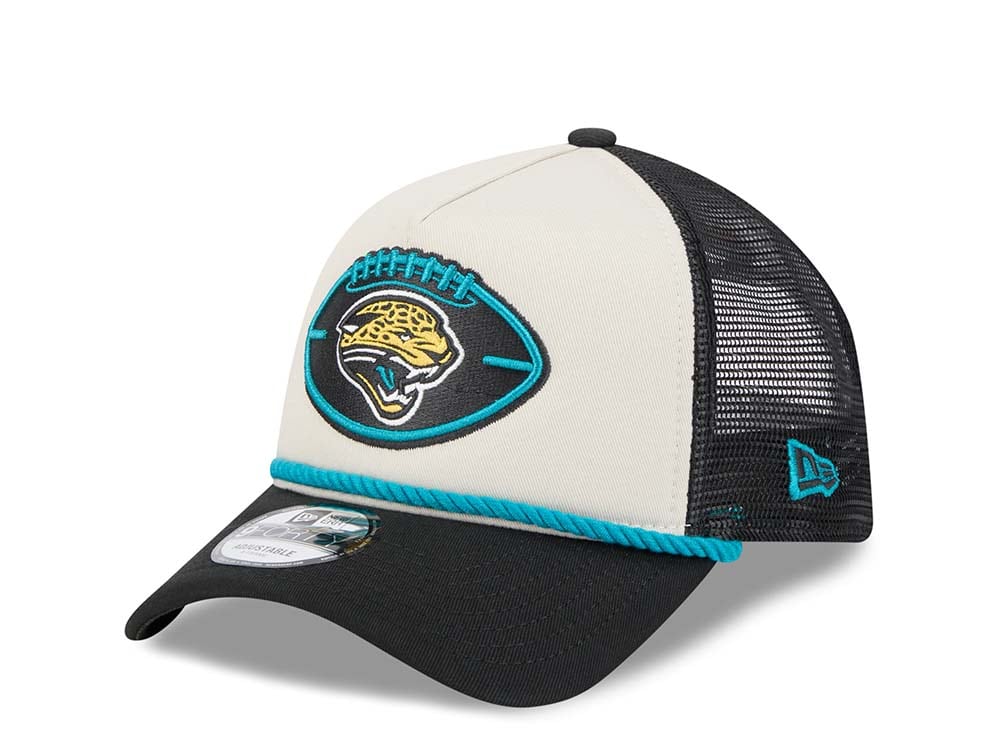 New Era Jacksonville Jaguars Sideline 2024 9Forty A Frame Trucker Snapback Hat