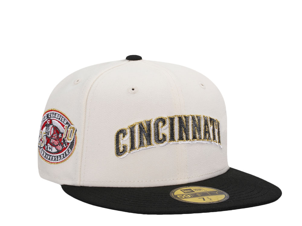 New Era Cincinnati Reds 25th Champion Anniversaries Chrome Black Metallic Two Tone Edition 59Fifty Fitted Hat