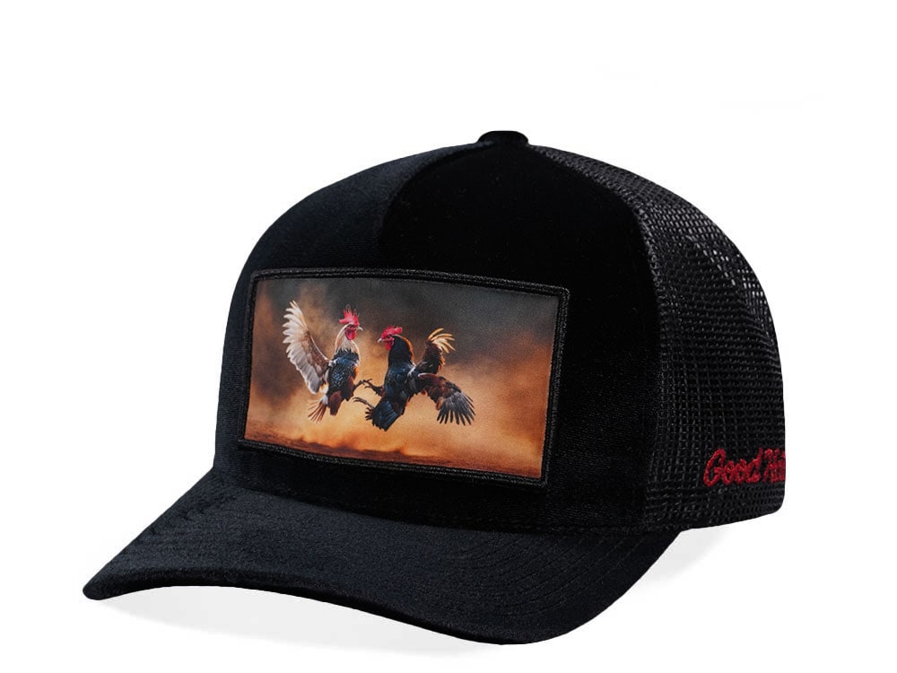 Good Hats FIGHT Black Velour Trucker Snapback Hat