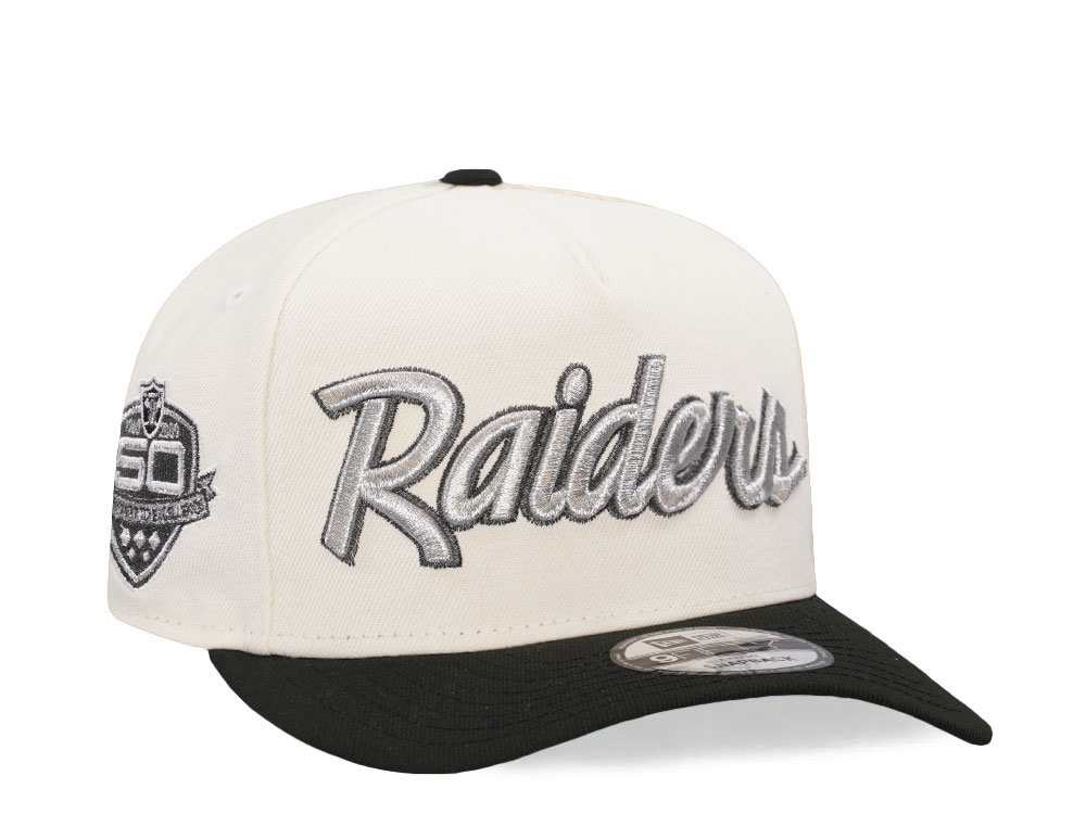 New Era Las Vegas Raiders 50th Anniversary Chrome Two Tone 9Fifty A Frame Snapback Hat