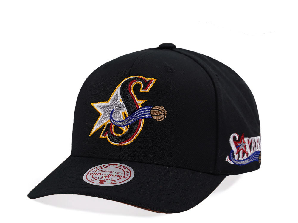 Mitchell & Ness Philadelphia 76ers Hardwood Classic Pro Crown Fit Black Snapback Hat