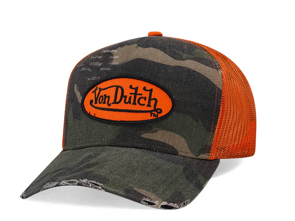 Von Dutch Camouflage Orange Edition Trucker Snapback Hat