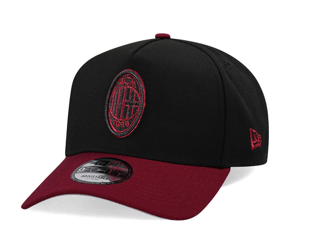 New Era AC Milan Black Metallic Two Tone Edition 9Forty A Frame Snapback Hat