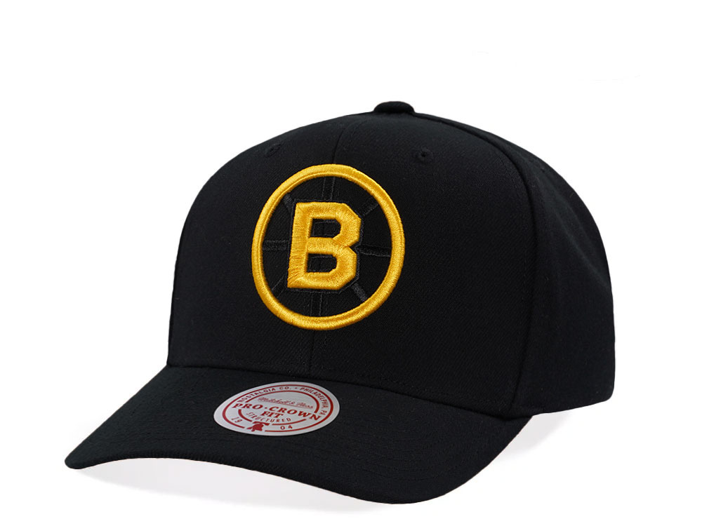 Mitchell & Ness Boston Bruins Pro Crown Fit Vintage Black Snapback Hat