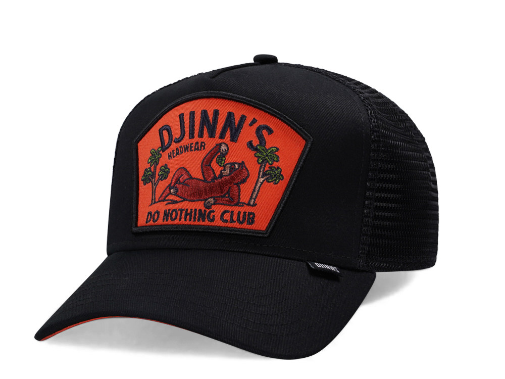 Djinns Do Nothing Club Black Orange Trucker Snapback Hat