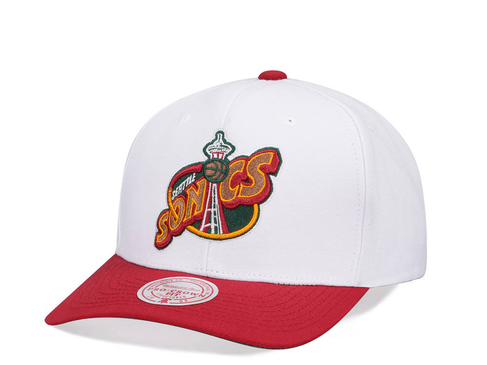 Mitchell & Ness Seattle Supersonics Team Two Tone 2.0 Pro White Snapback Hat