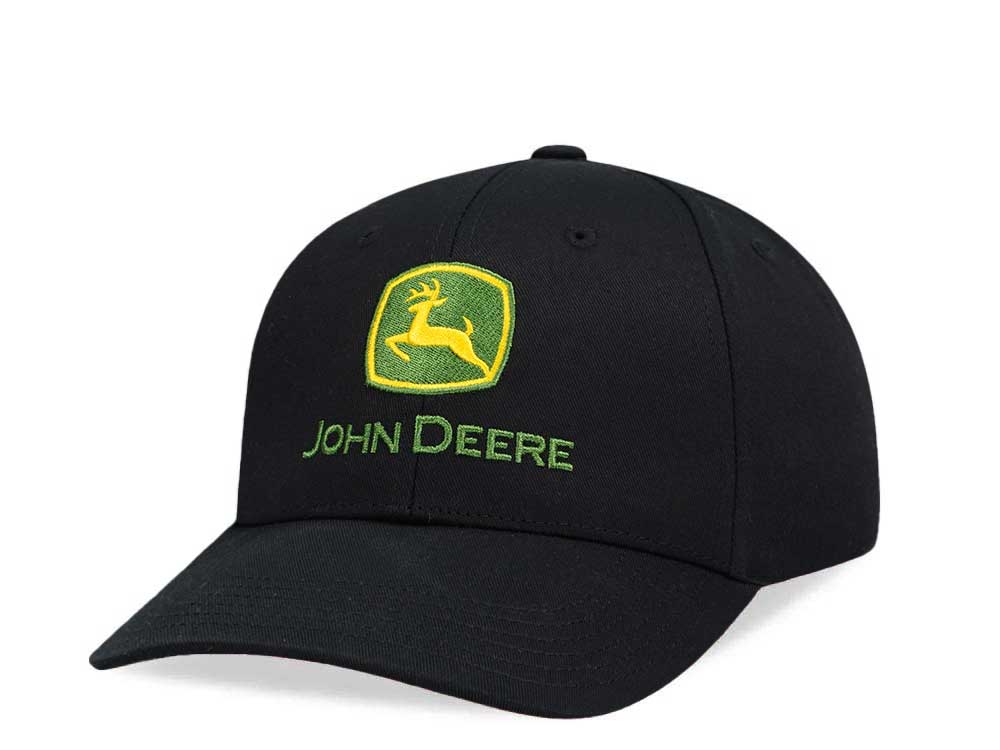 John Deere Logo Classic Cap Black Strapback Hat