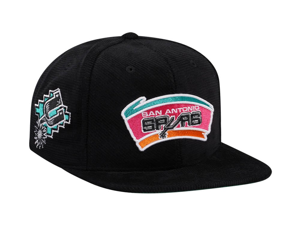 Mitchell & Ness San Antonio Spurs Black Cord Hardwood Classic Snapback Hat