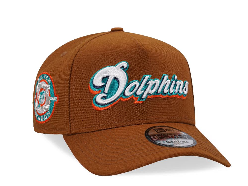 New Era Miami Dolphins 25th Anniversary Bourbon Prime Edition 9Forty A Frame Snapback Hat