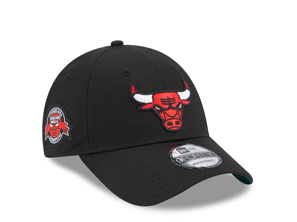 New Era Chicago Bulls 6 Times NBA Champions Black Throwback 9Forty Strapback Hat