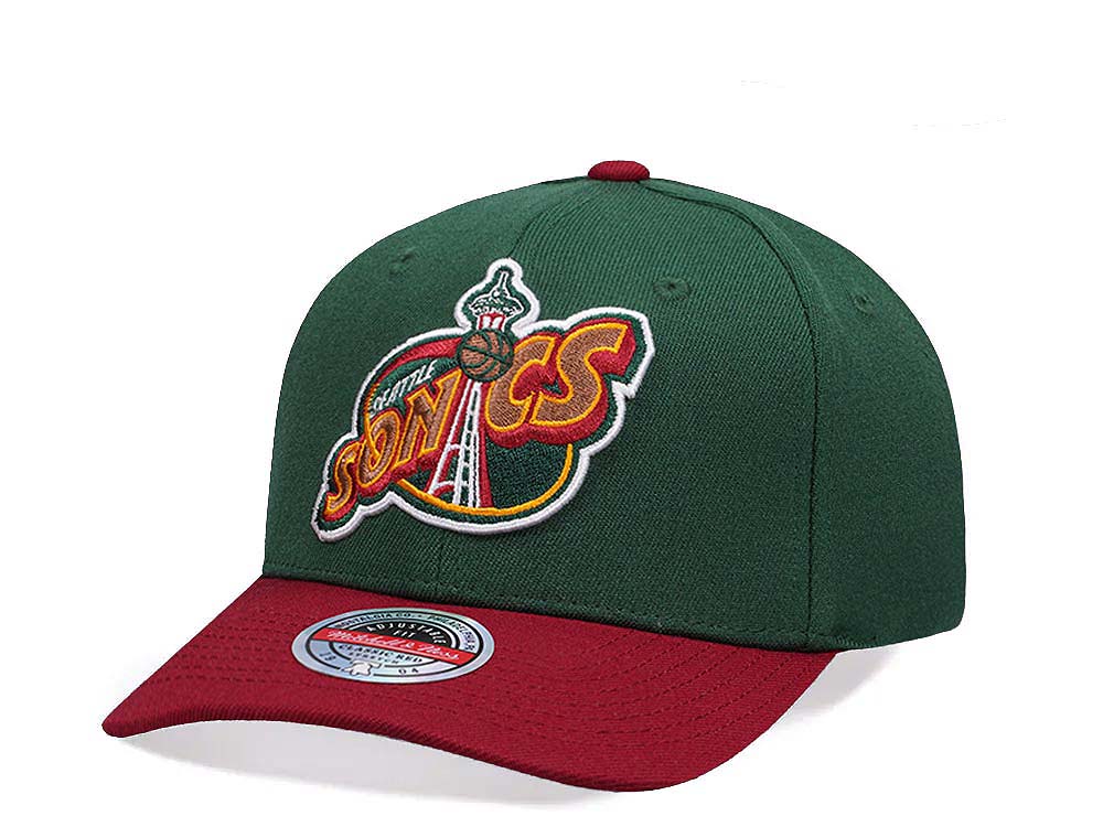 Mitchell & Ness Seattle Supersonics Two Tone Hardwood Classic Red Flex Snapback Hat