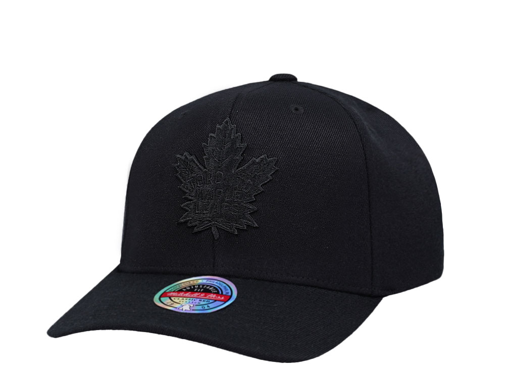 Mitchell & Ness Toronto Maple Leafs Black On Black Logo Classic Red Snapback Hat