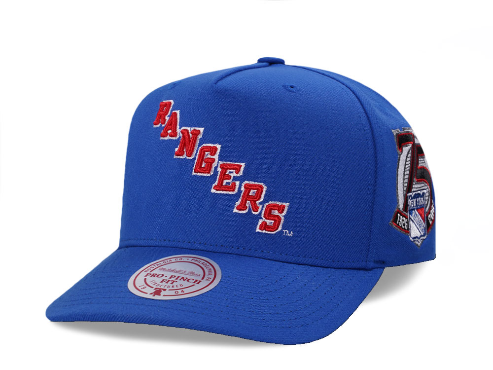 Mitchell & Ness New York Rangers 75th Anniversary Pro Pinch A Frame Snapback Hat