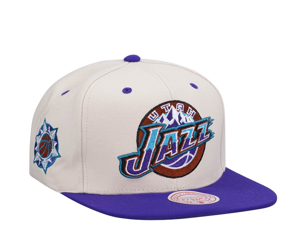 Mitchell & Ness Utah Jazz Sail Off White Two Tone Snapback Hat