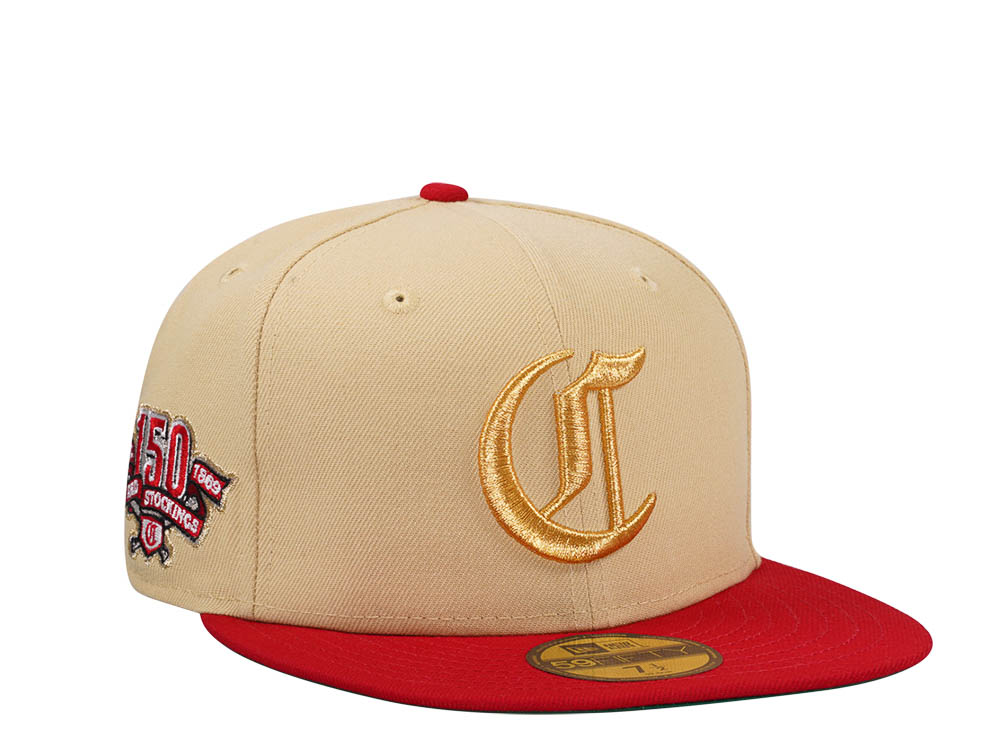 New Era Cincinnati Reds 150th Anniversary Vegas Gold Two Tone Edition 59Fifty Fitted Hat