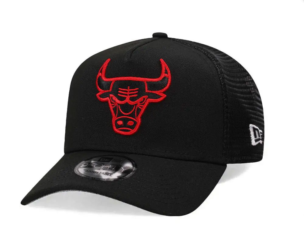 New Era Chicago Bulls Black Trucker A Frame 9Forty Snapback Hat